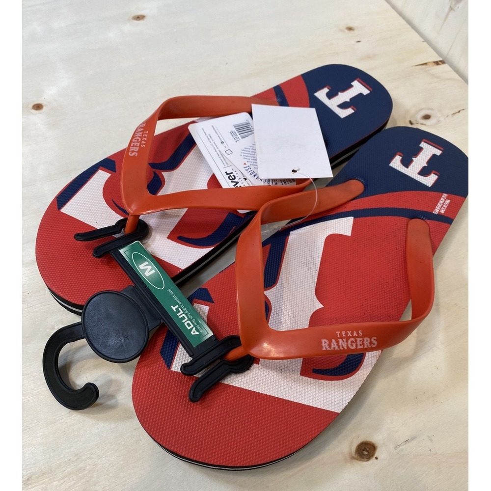 Texas Rangers MLB Baseball Flip Flops Sandals‎ New Medium Mens 7-8 Womens 9-10